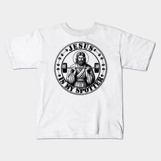 Fitness Jesus Is My Spotter Vintage Kids T-Shirt